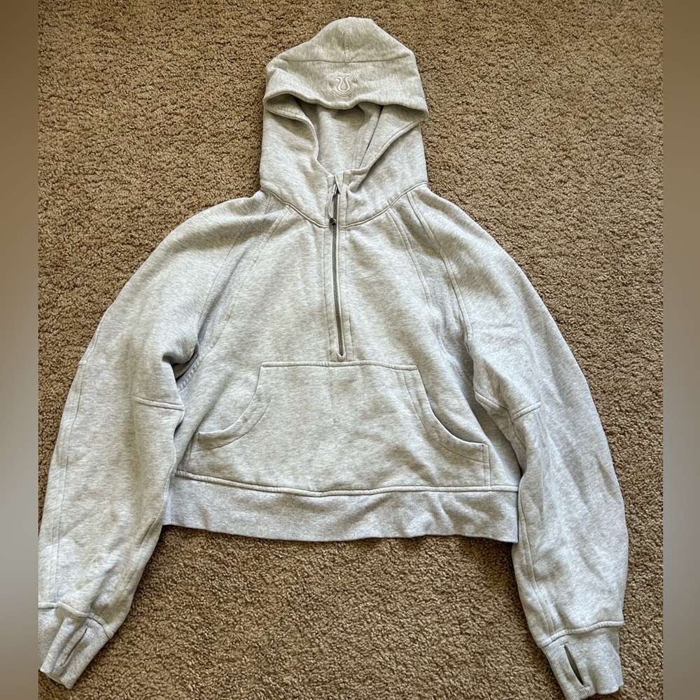 Lululemon Scuba Half Zip Cropped Hoodie in Ultra Light Grey